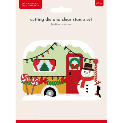 Crafter's Companion Christmas Shaped Card Bases Stamp & Die - Festive Camper
